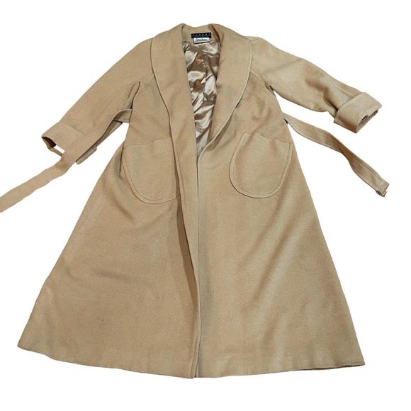 Bisang Neiman Marcus Womens Camel Hair Oversized Long Coat Size 8 Made in USA - Picture 13 of 16